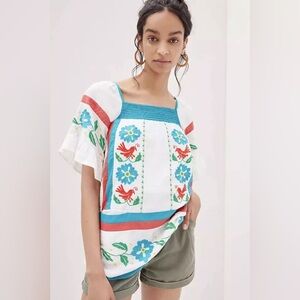 Anthropologie Seen Worn Kept Embroidered Tunic Blouse